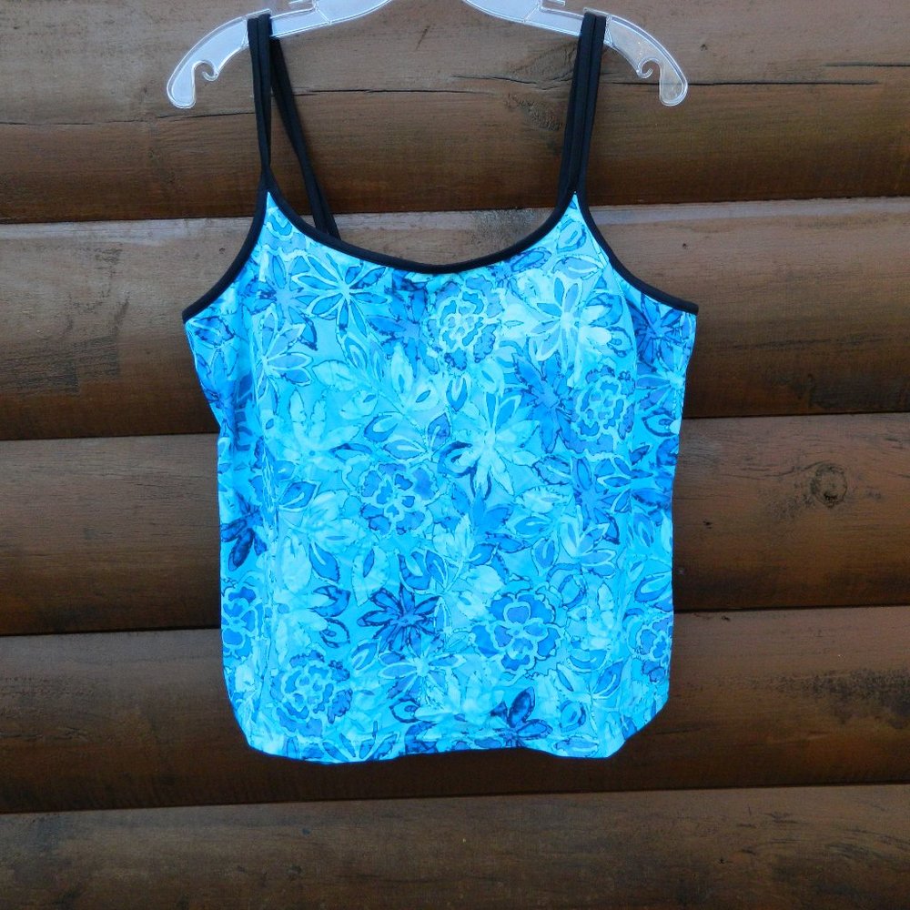 IT FIGURES ! ROYAL BLUE PRINT TANKINI Top BATHING SUIT Top PLUS SZ 20W